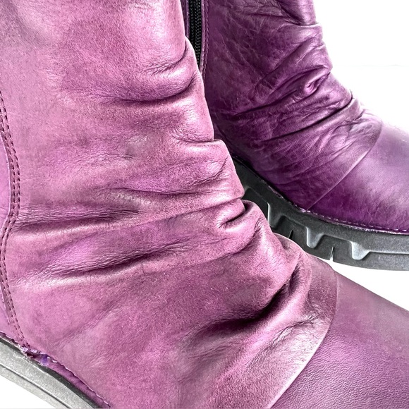 Miz Mooz Retro Styled Leather Ruched Ankle Boot size 36/6 Purple Twee Emo Trendy - Picture 10 of 14
